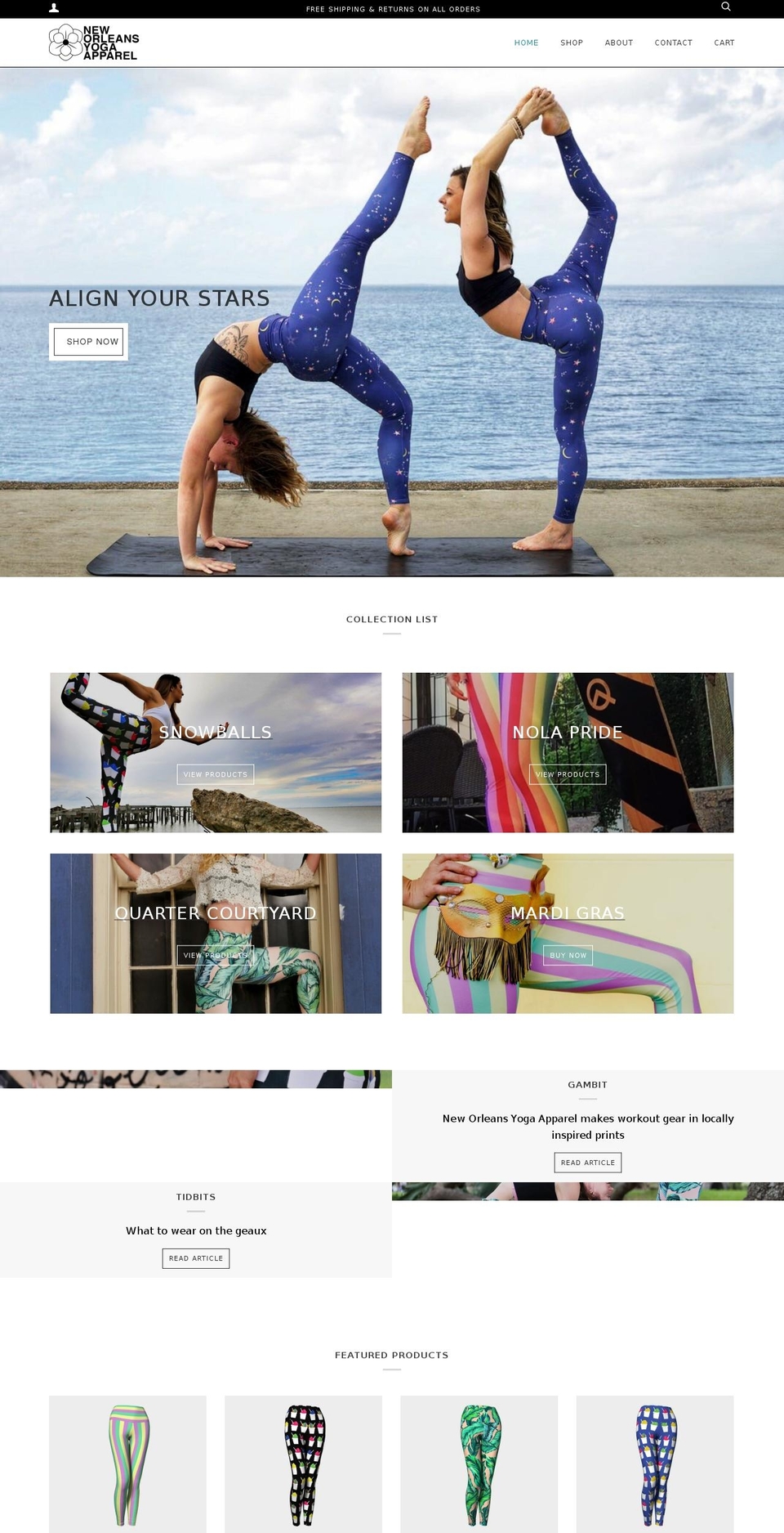 neworleansyogaapparel.com — Shopify storefront screenshot