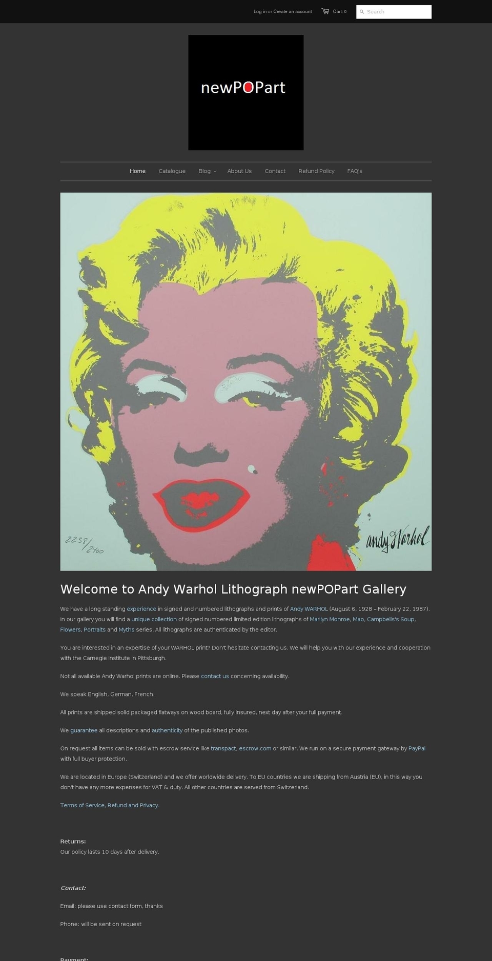 newpopart.co shopify website screenshot