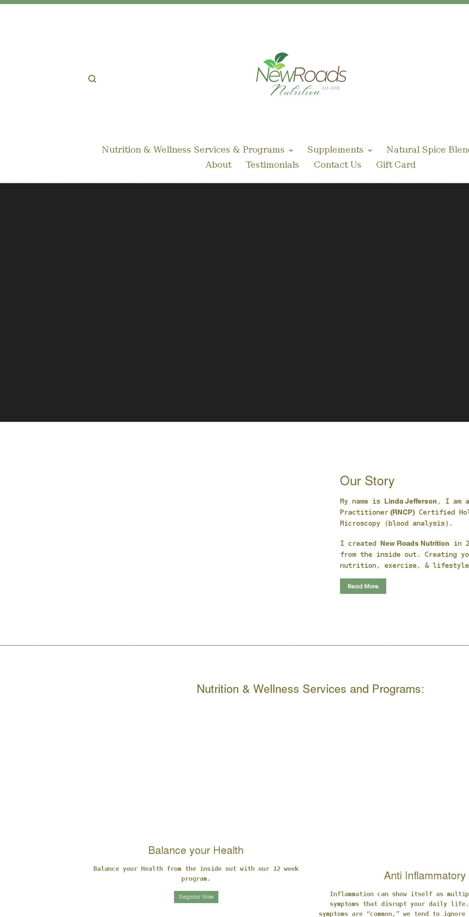 newroadsnutrition.com shopify website screenshot