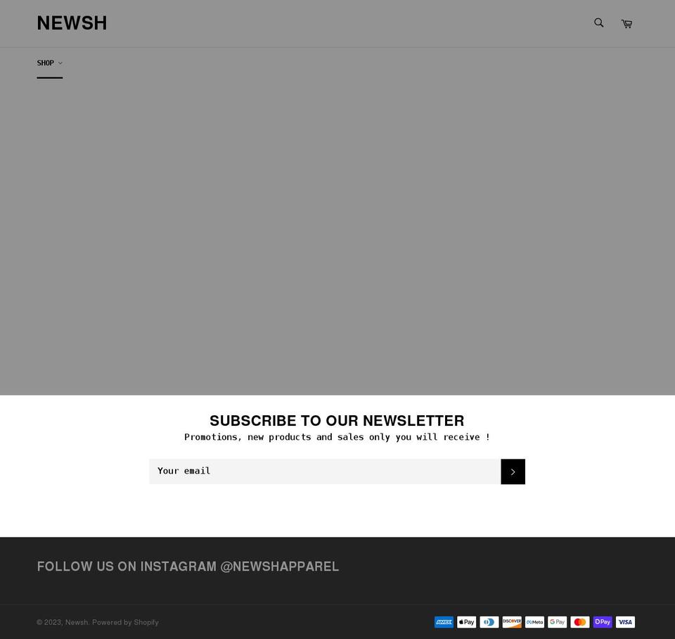 newshclothing.com shopify website screenshot