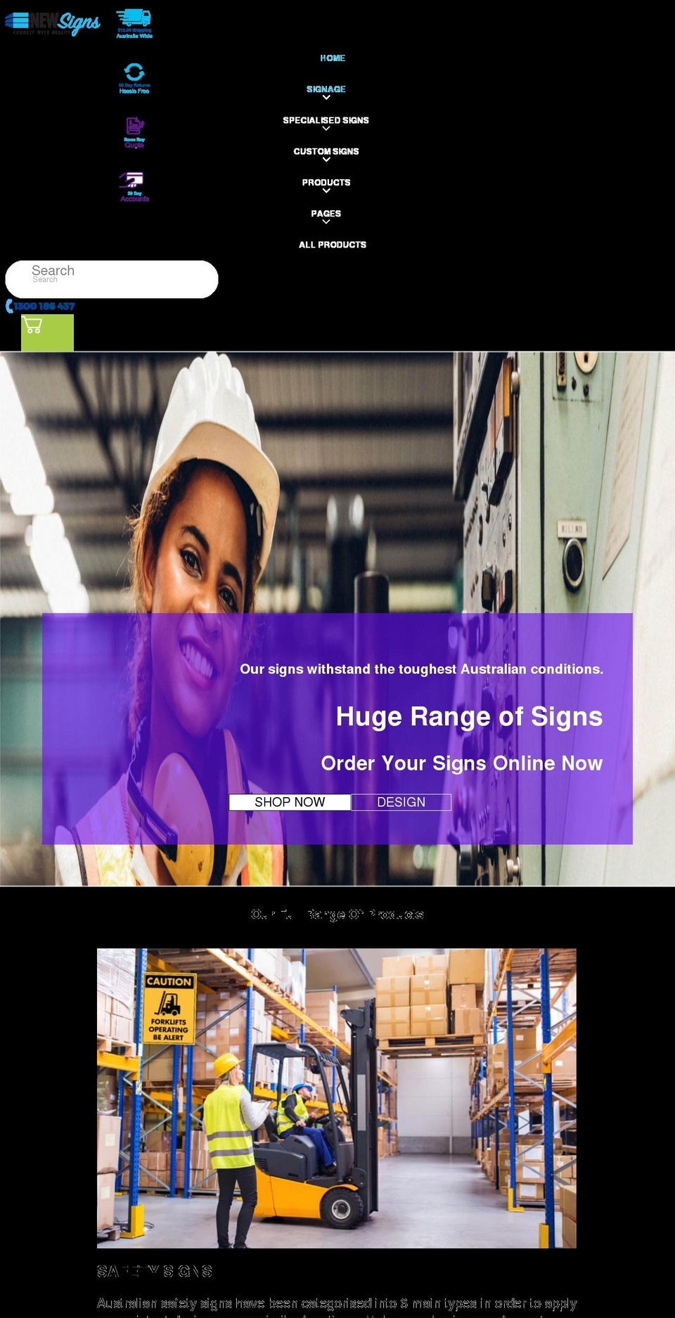 newsigns.com.au shopify website screenshot