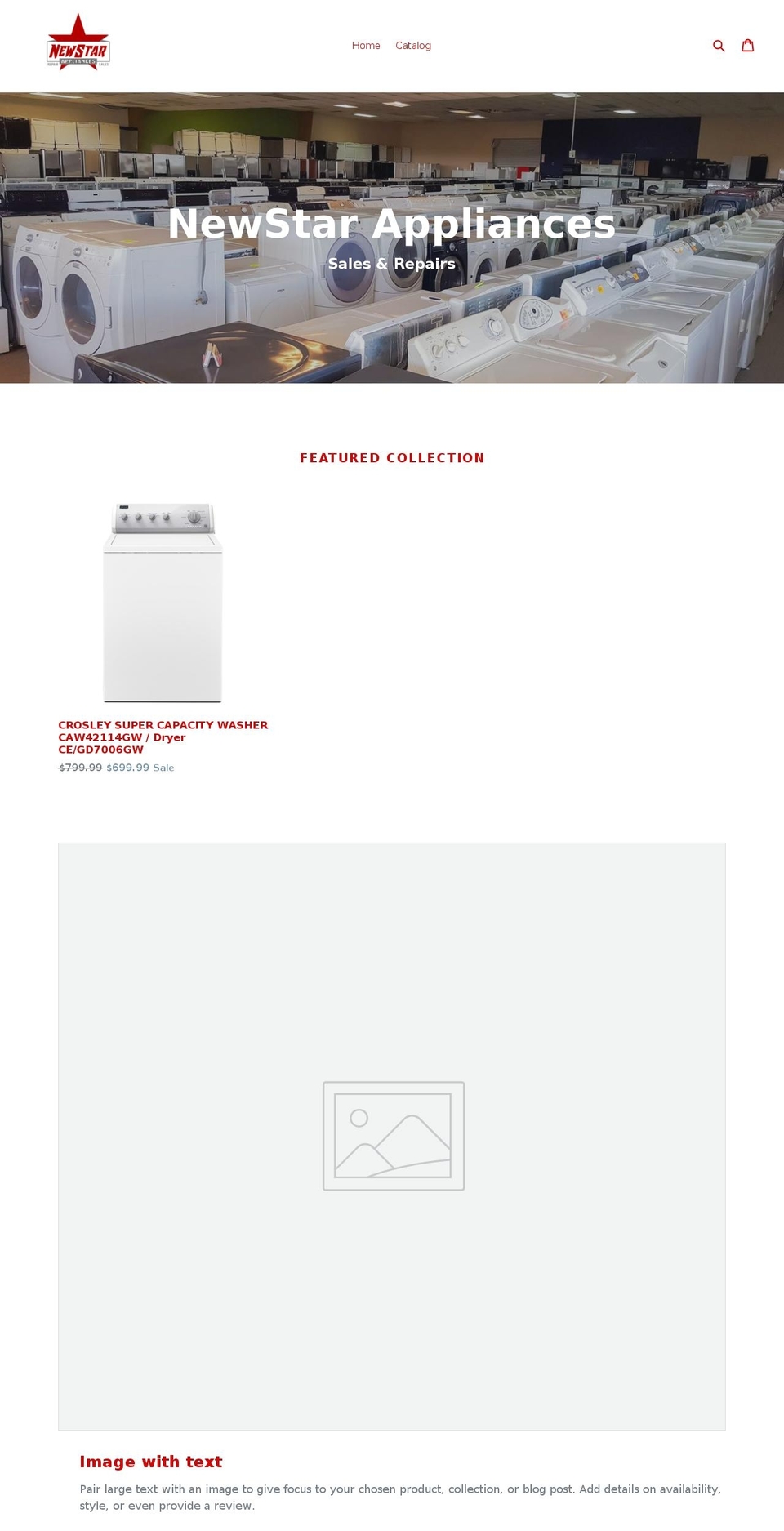 newstarappliances.com — Shopify storefront screenshot
