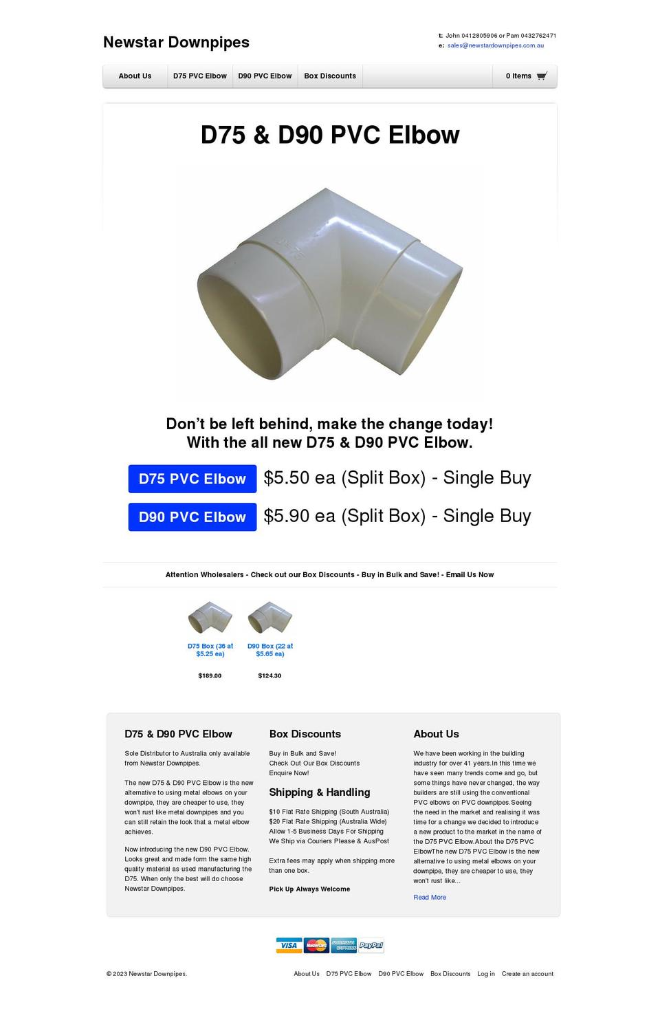 newstardownpipes.com.au shopify website screenshot