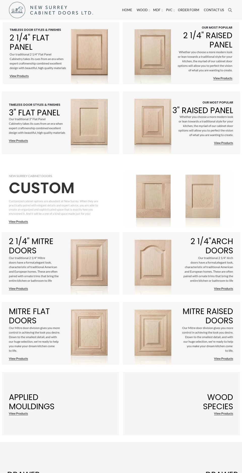 newsurreycabinetdoors.com shopify website screenshot