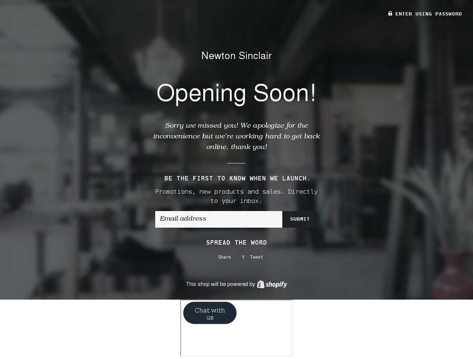 newtonsinclair.com shopify website screenshot