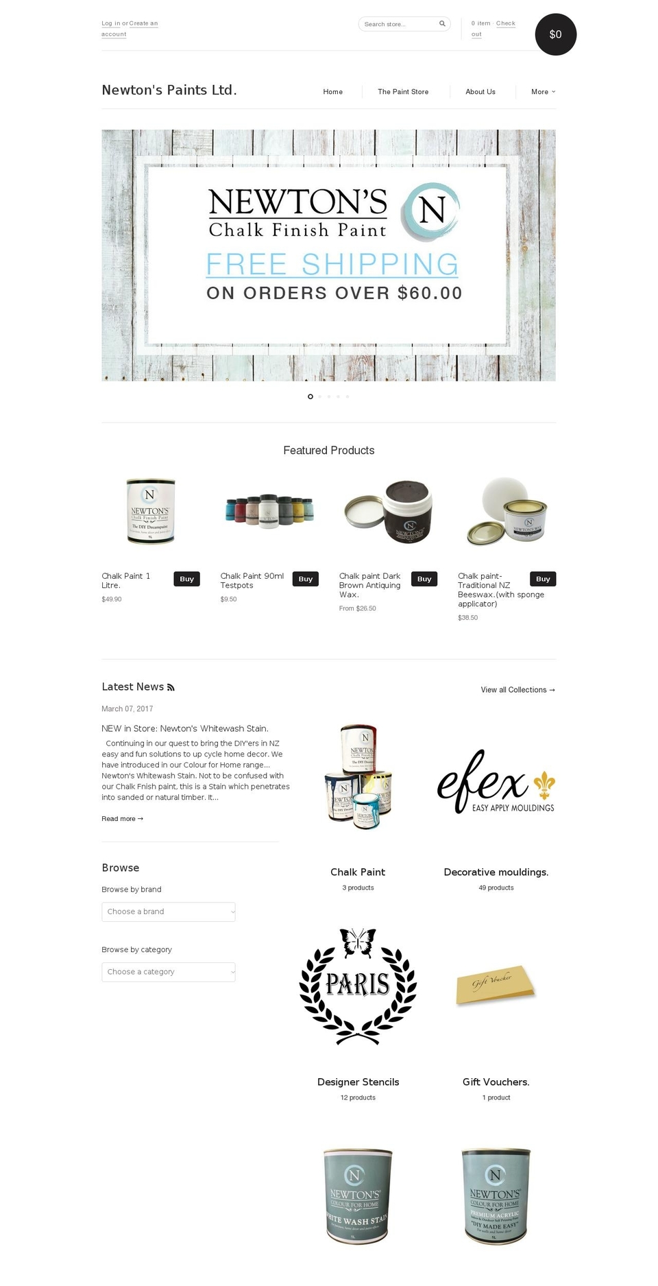 newtonspaints.co.nz shopify website screenshot