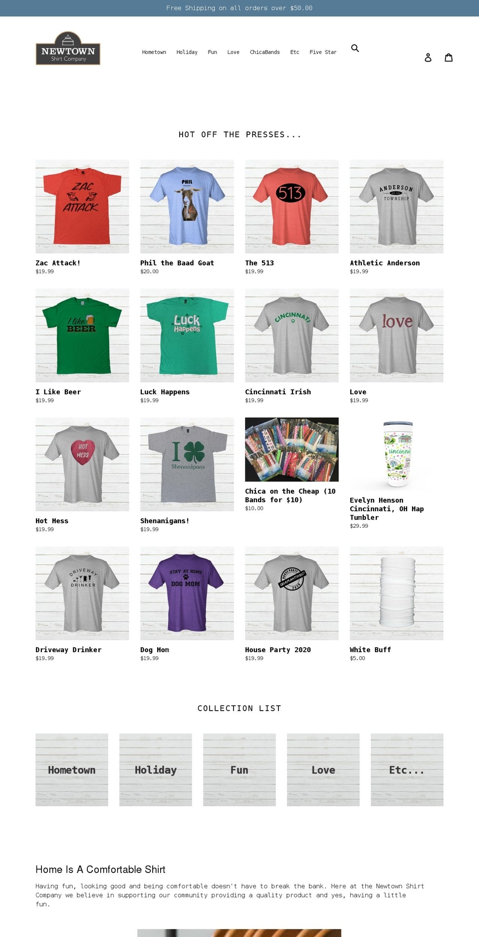 newtownshirtcompany.com shopify website screenshot