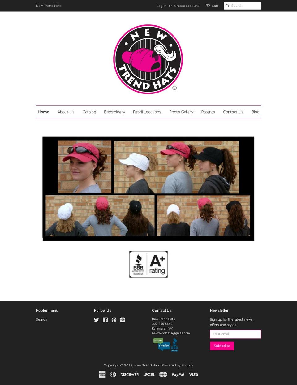 newtrendhats.com shopify website screenshot