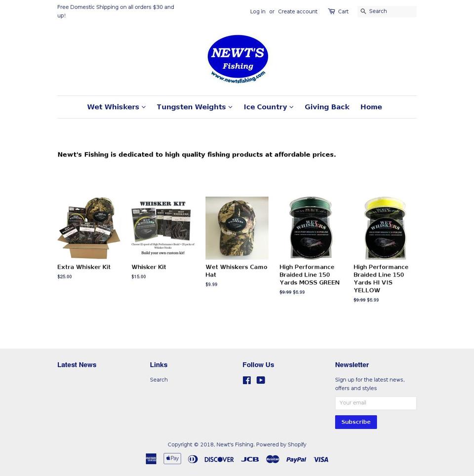 newts-fishing.myshopify.com — Shopify storefront screenshot
