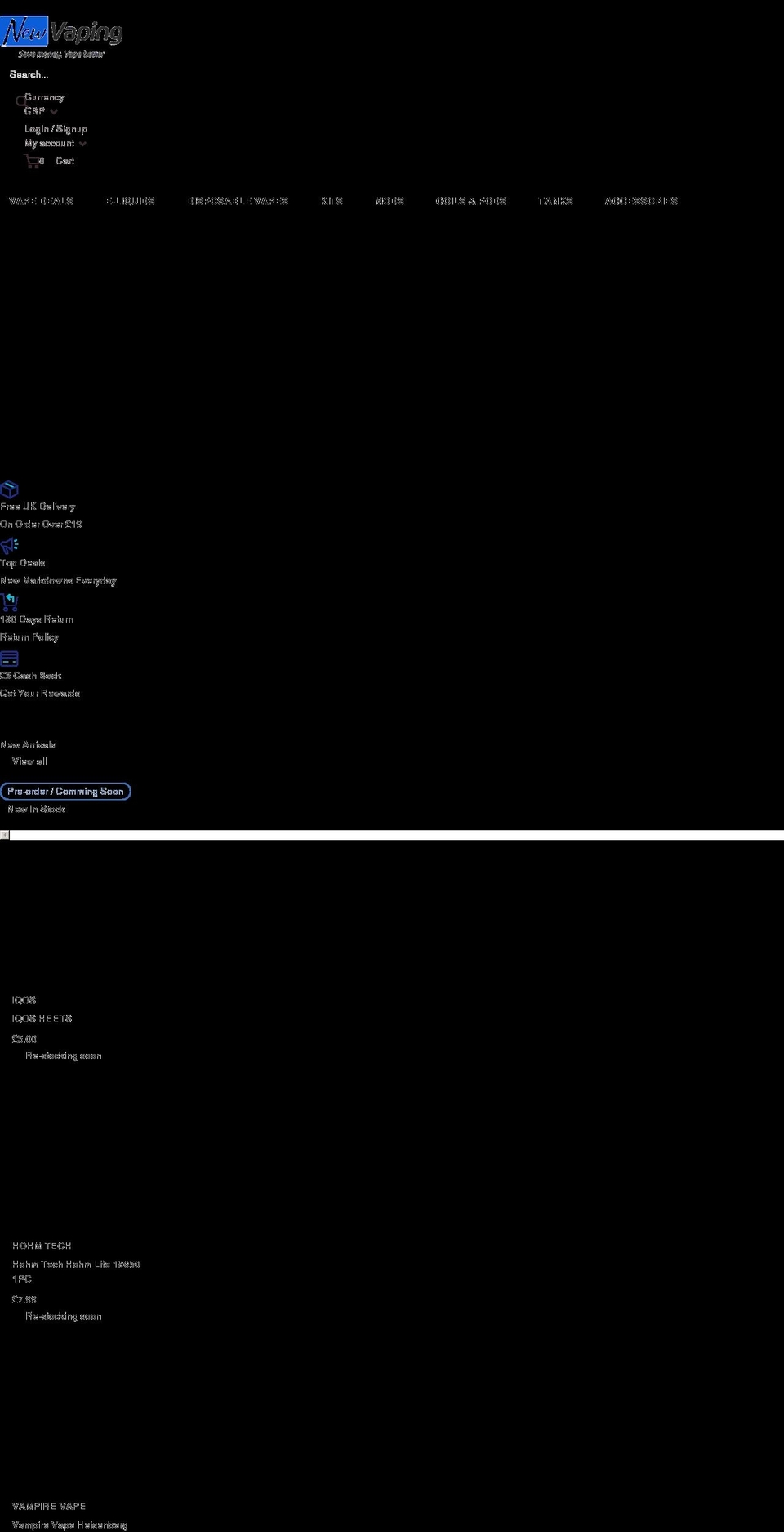 newvaping.com shopify website screenshot