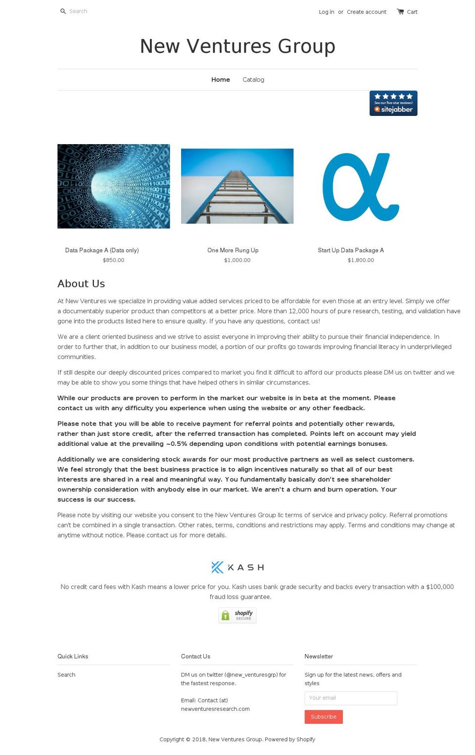 newventuresresearch.com shopify website screenshot