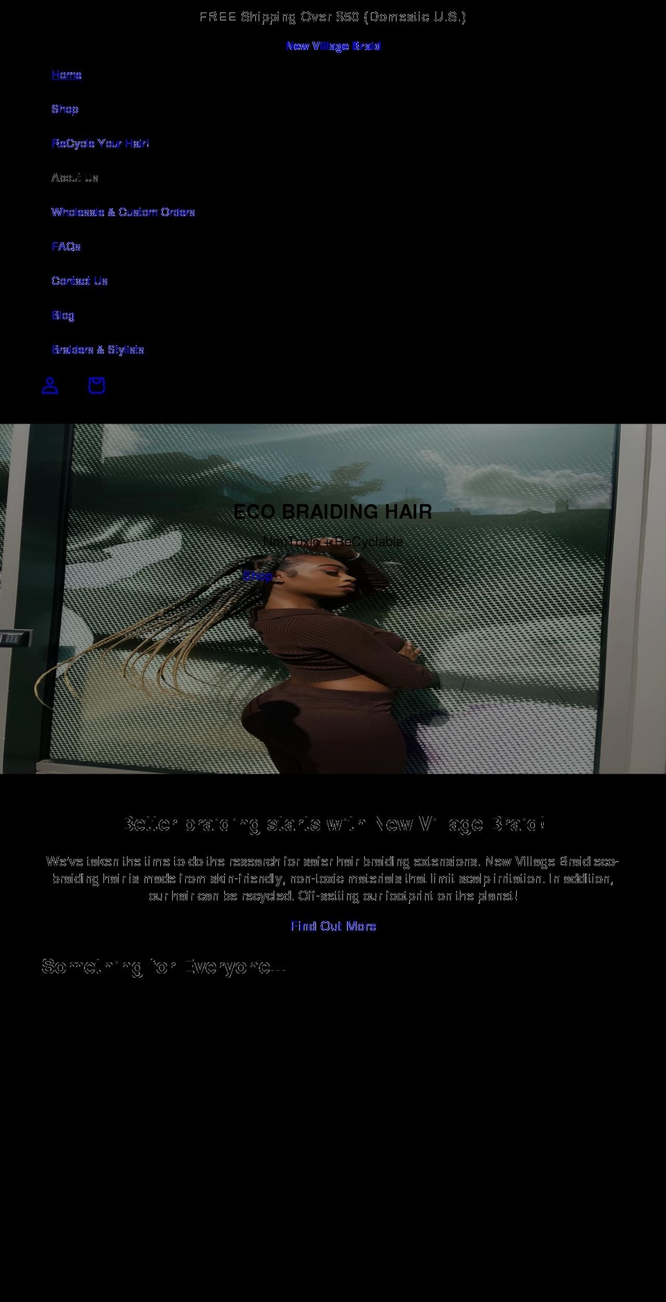 newvillagebraid.com shopify website screenshot