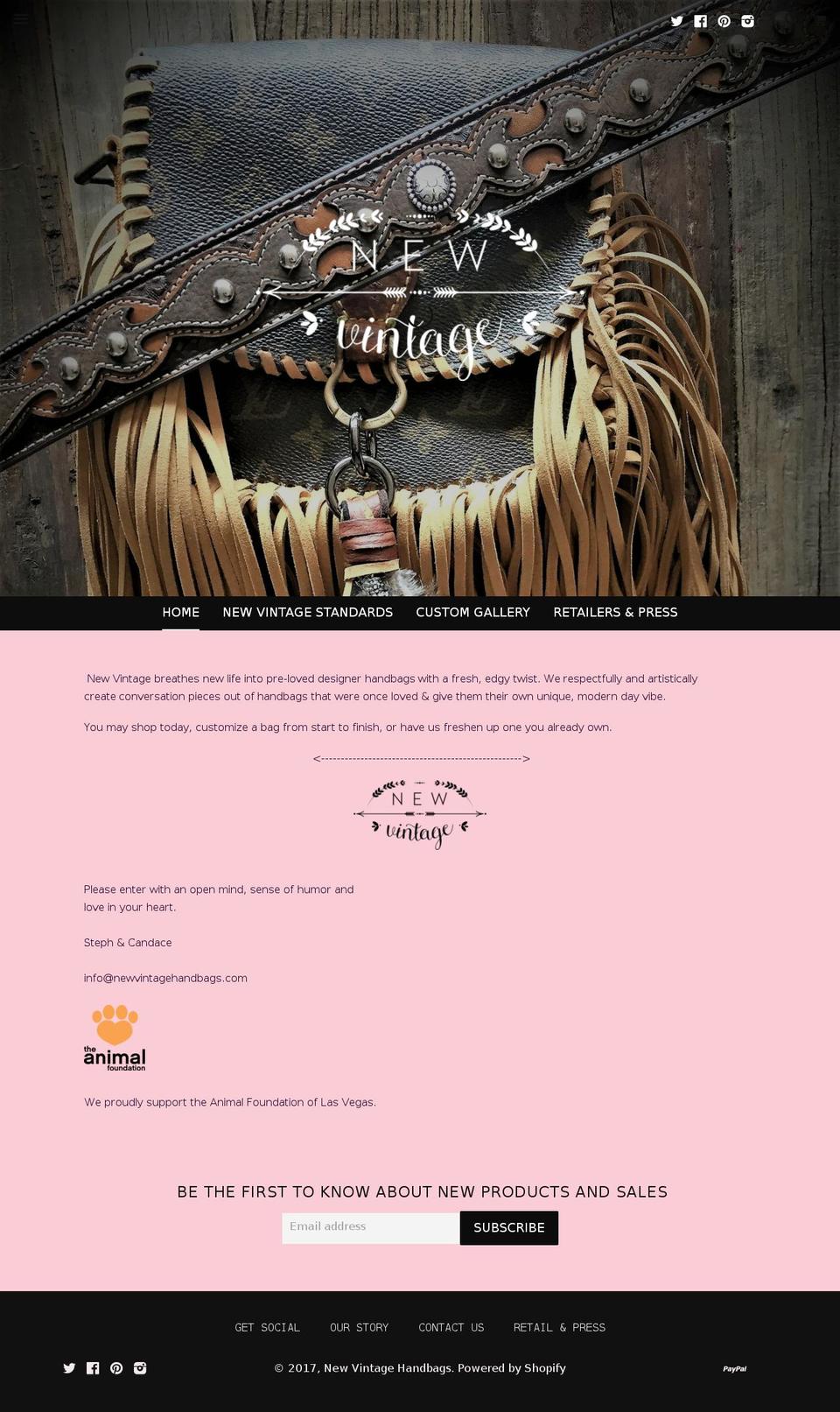 newvintagehandbags.com shopify website screenshot