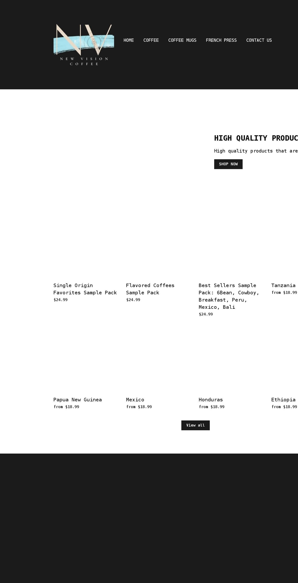newvisioncoffee.com shopify website screenshot