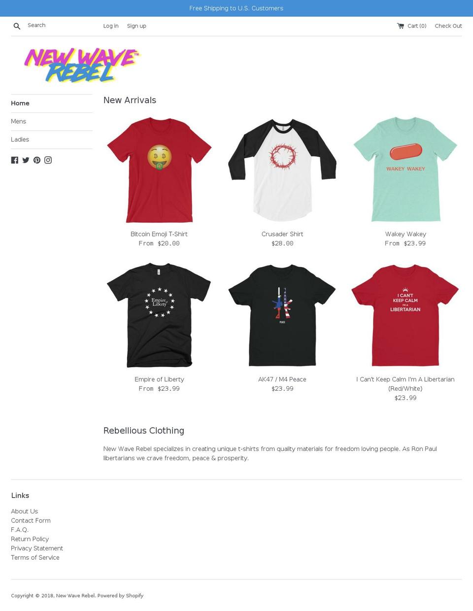 newwaverebel.com — Shopify storefront screenshot