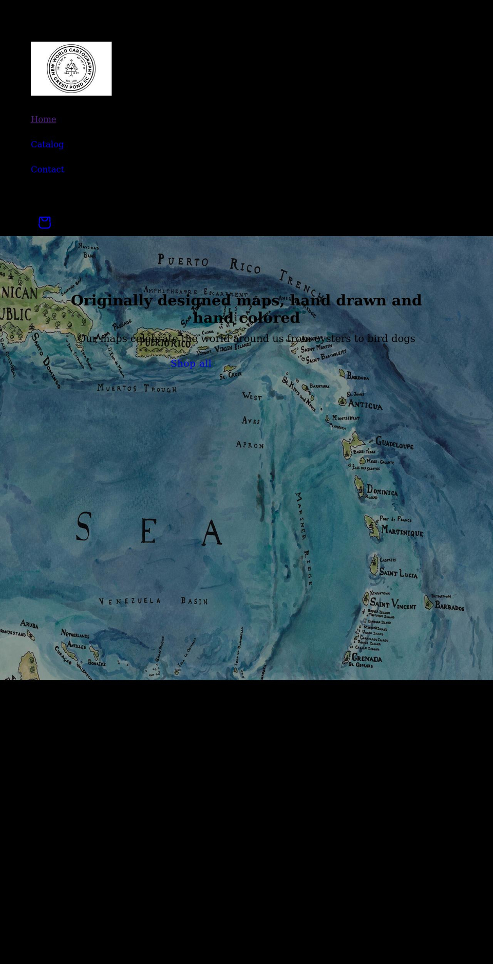 newworldcartography.com shopify website screenshot