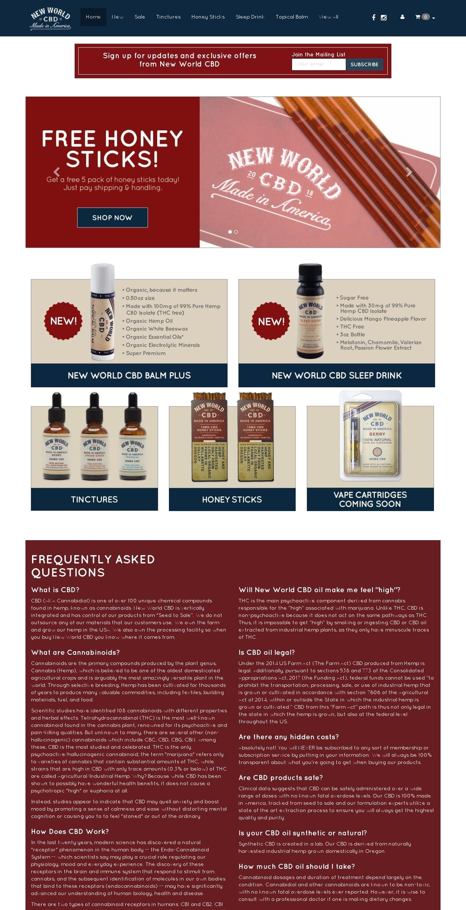 newworldcbd.com — Shopify storefront screenshot