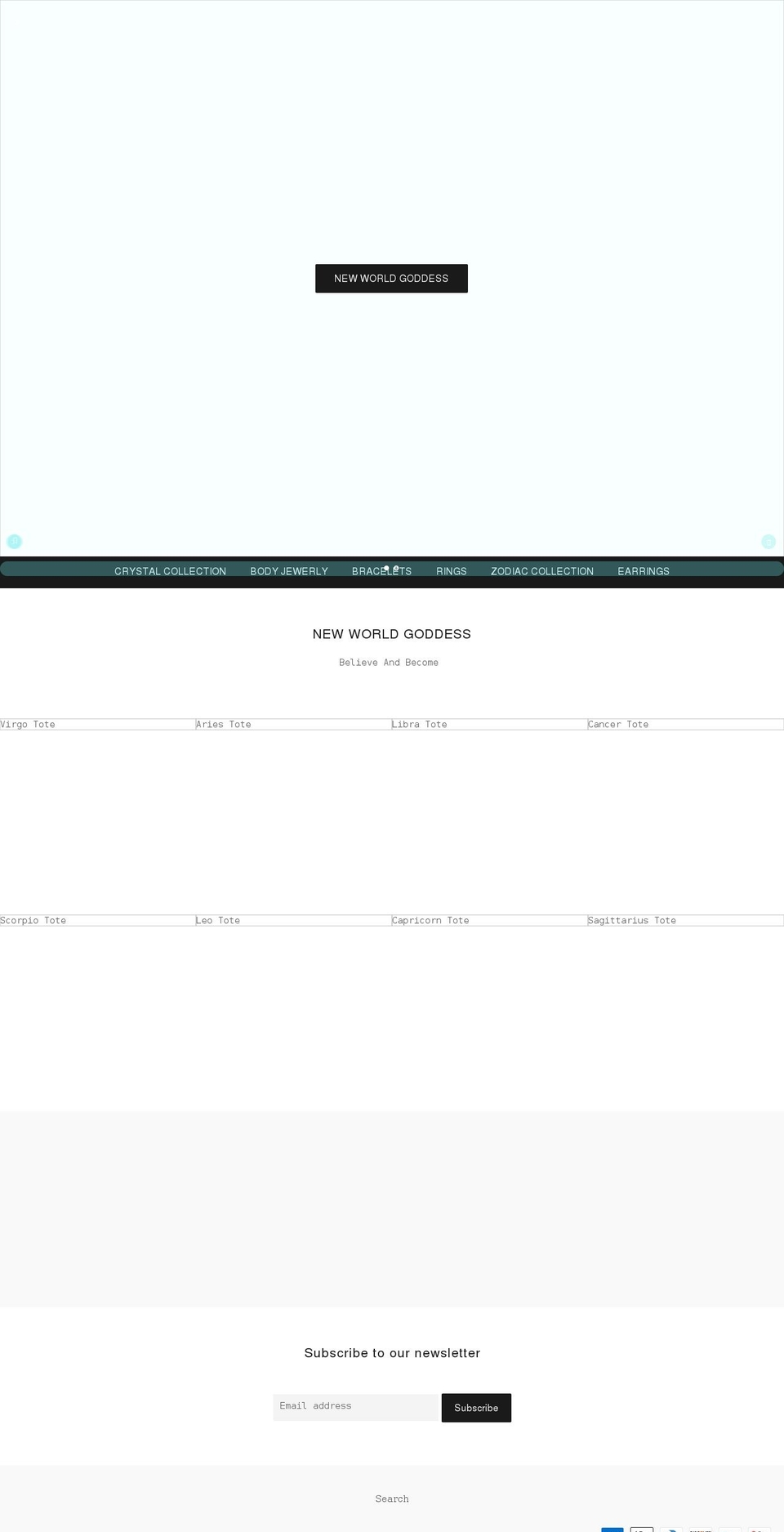 newworldgoddess.com shopify website screenshot