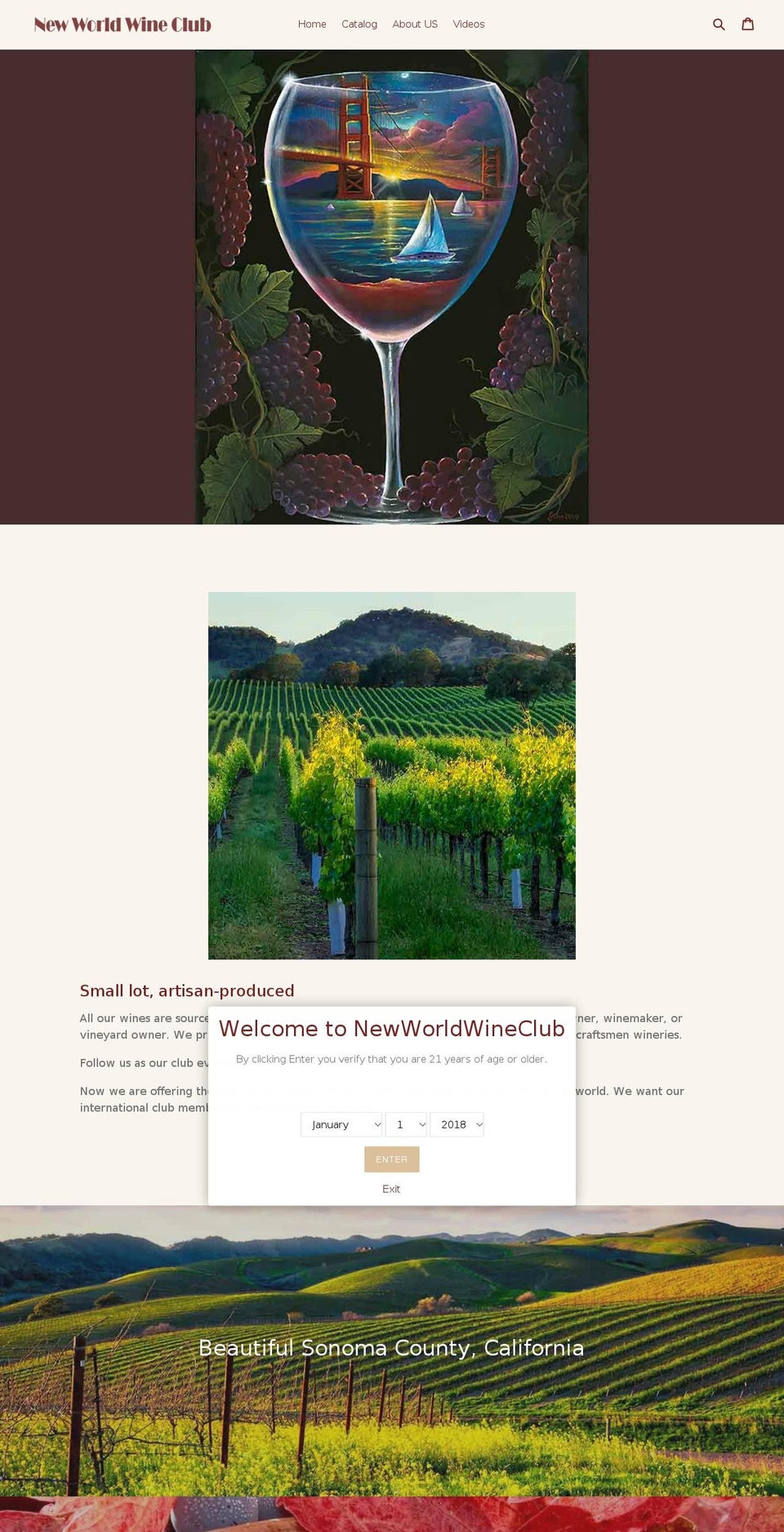 newworldwineclub.com — Shopify storefront screenshot