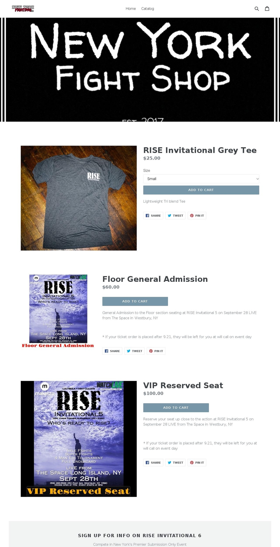 newyork-fightshop.com — Shopify storefront screenshot