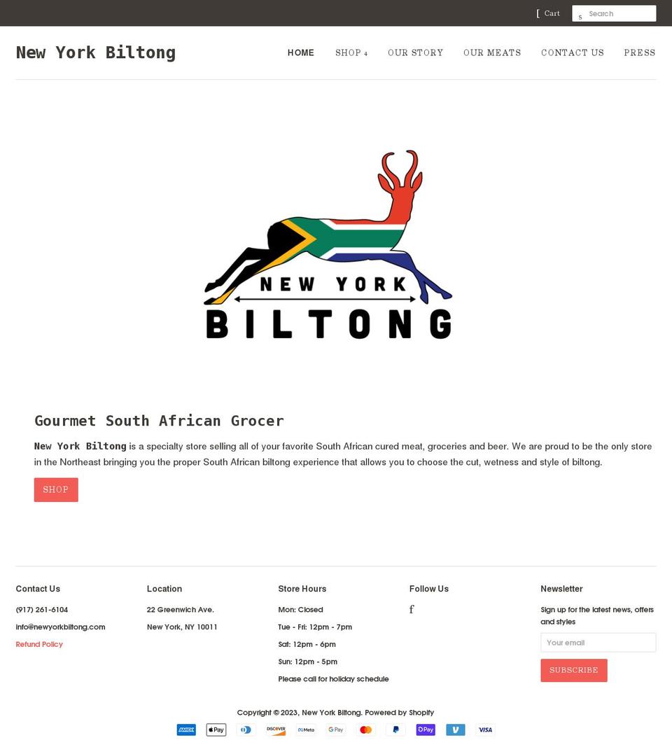 newyorkbiltong.com shopify website screenshot