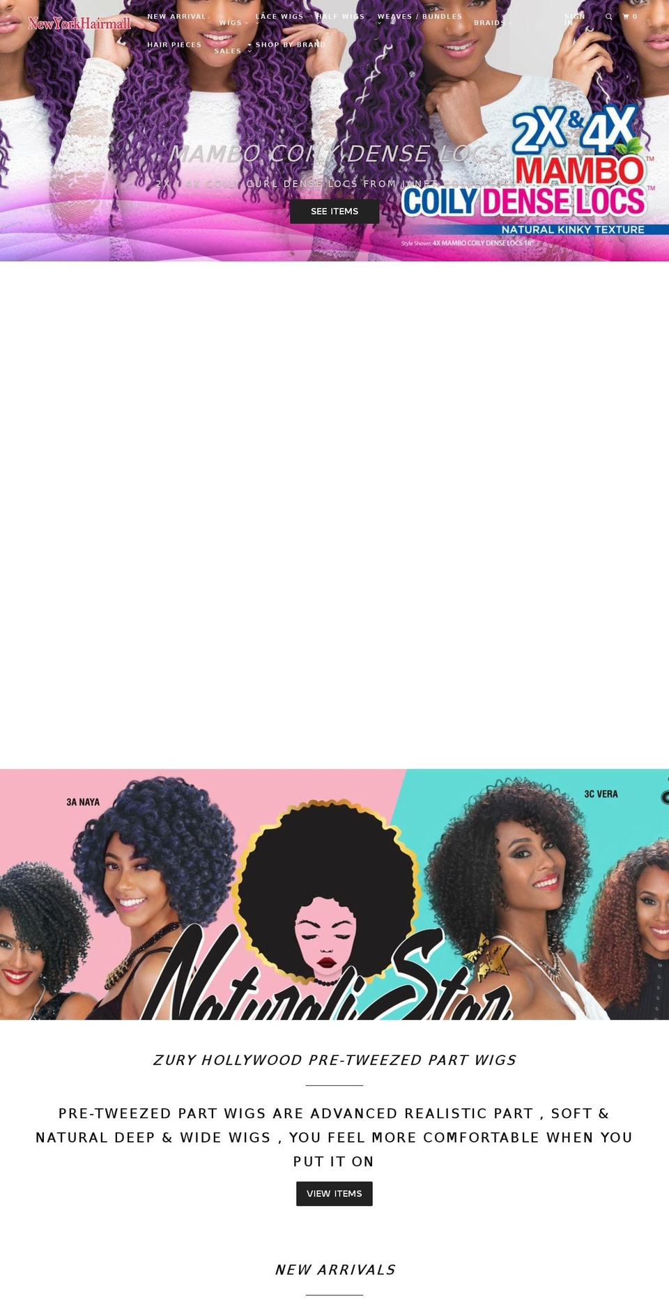 newyorkhairmall.com shopify website screenshot
