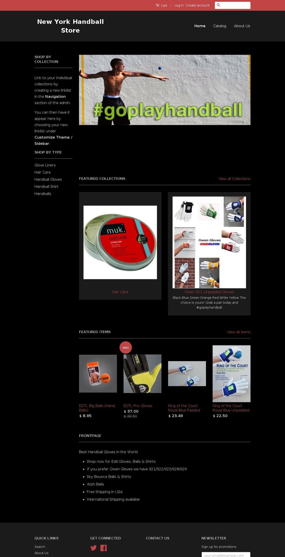 newyorkhandballstore.com shopify website screenshot