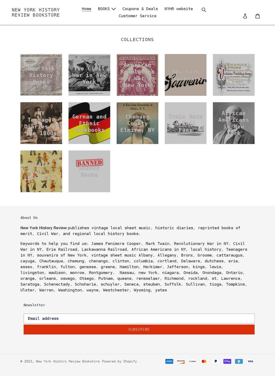 newyorkhistoryreviewbookstore.com shopify website screenshot