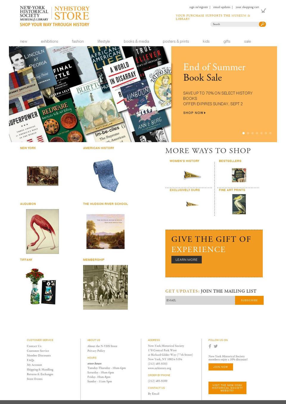 newyorkhistorystore.com — Shopify storefront screenshot