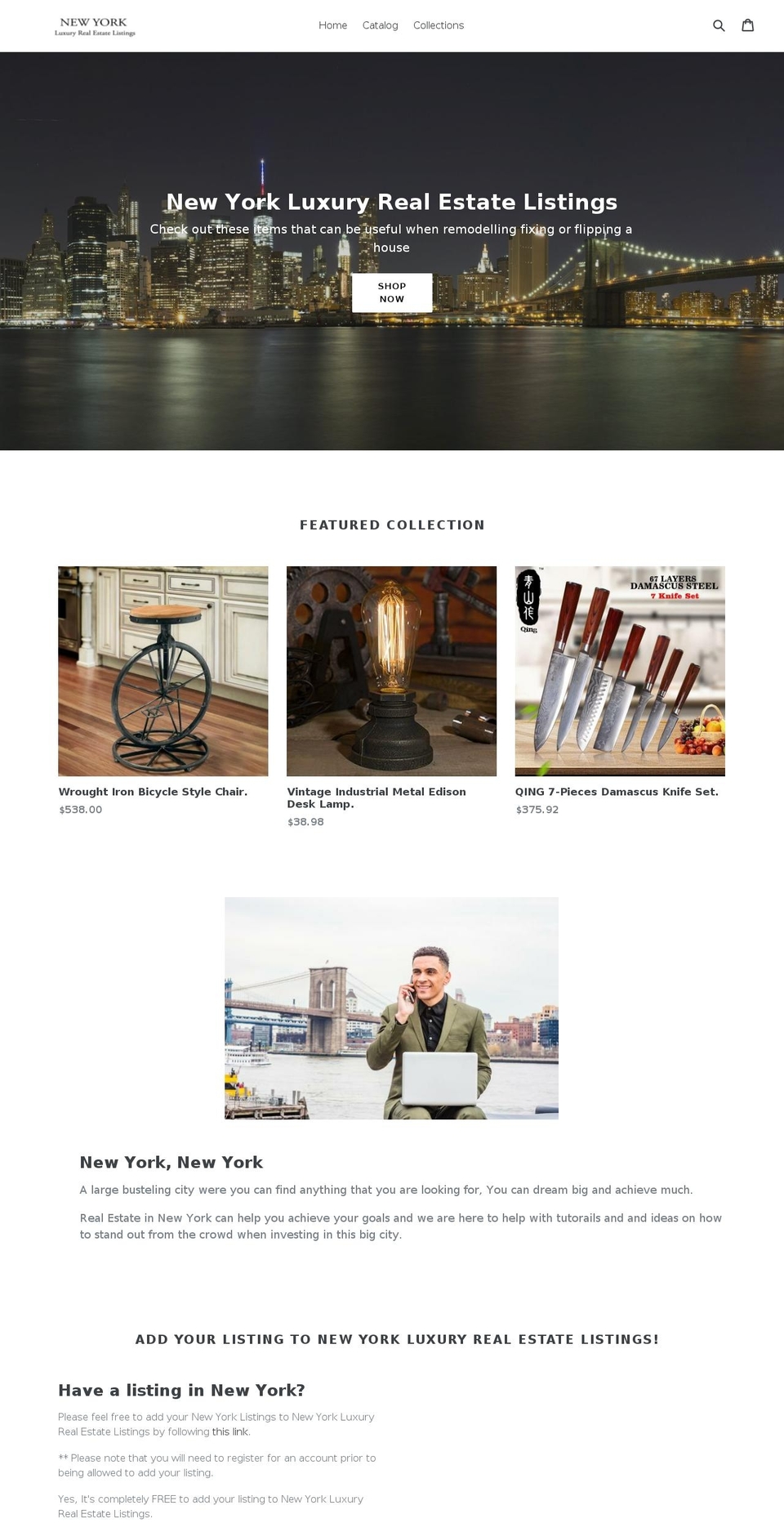 newyorkluxuryrealestatelistings.com — Shopify storefront screenshot