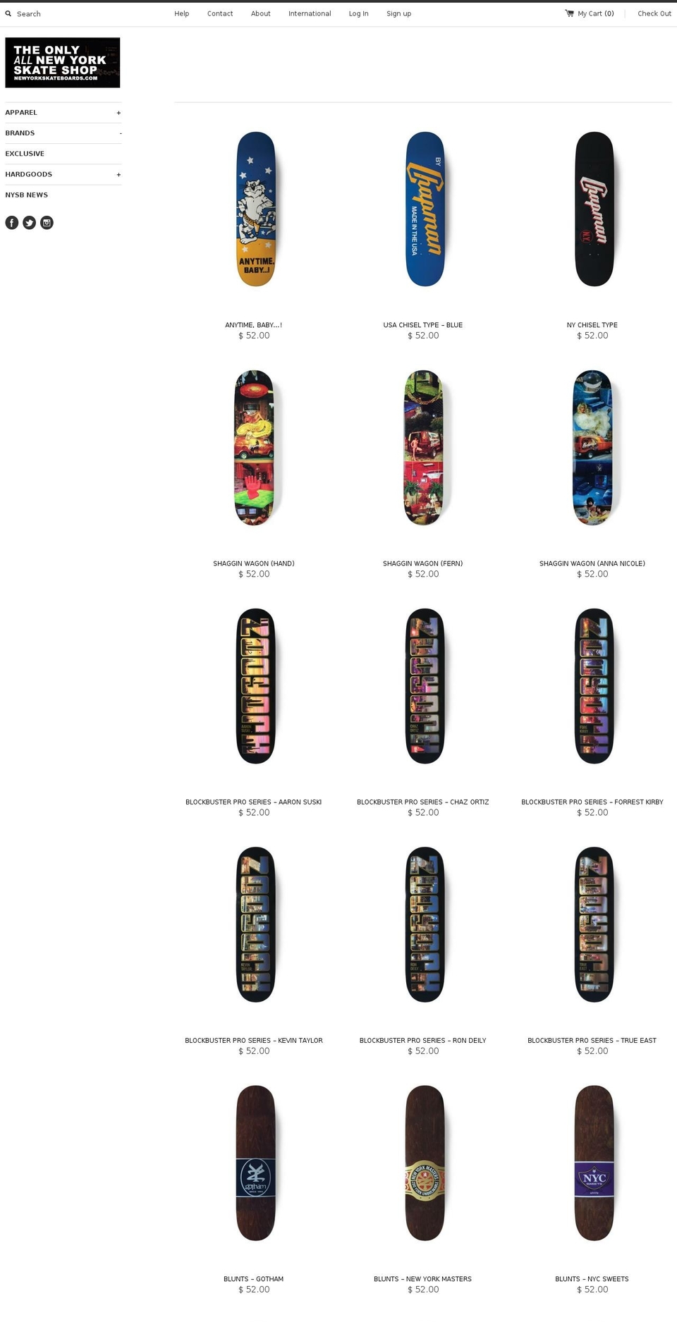 newyorkskateboards.com shopify website screenshot