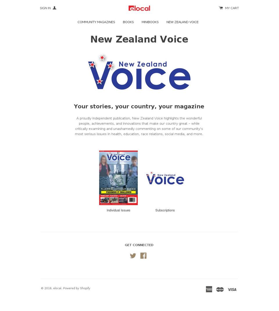 newzealandvoicemagazine.com — Shopify storefront screenshot