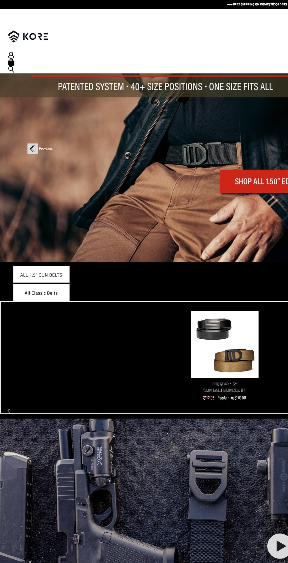 Kore Essentials- with top10 updated Shopify theme site example nexbeltgunbelts.com