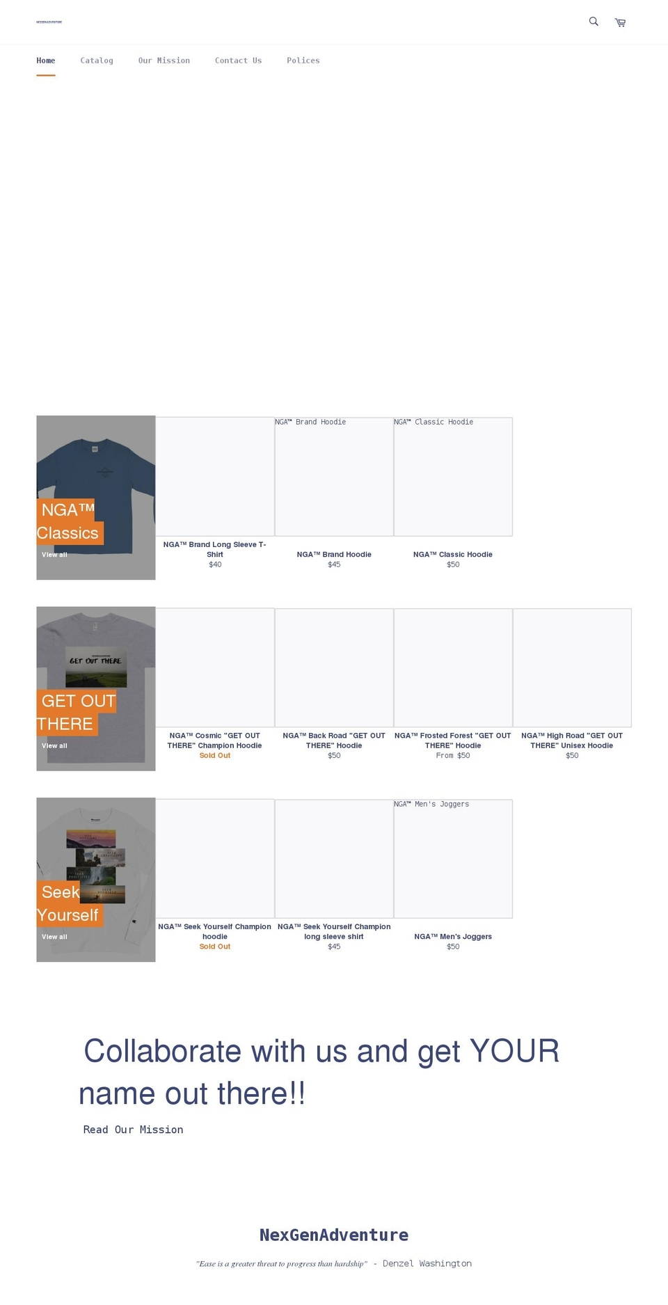 nexgenadventure.com shopify website screenshot