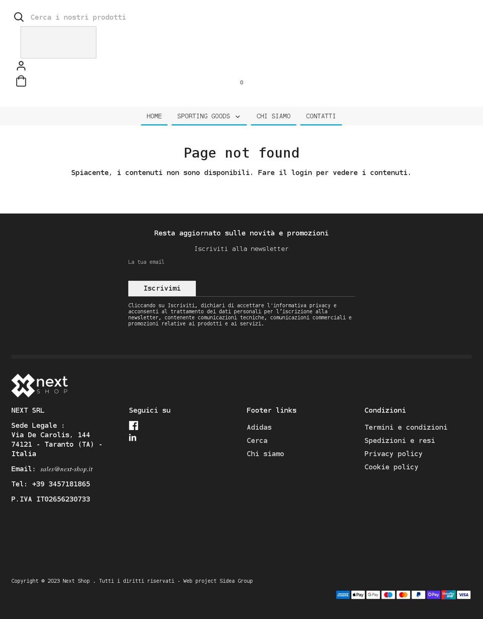 next-shop.it shopify website screenshot