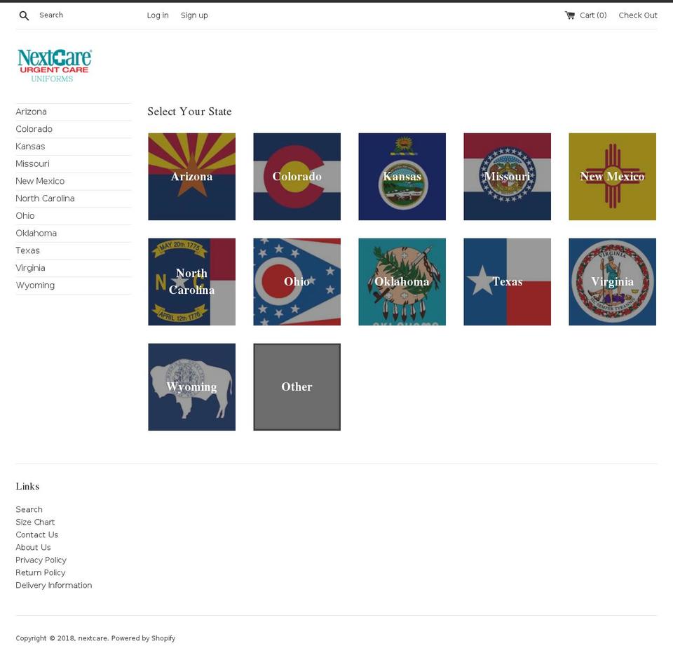 nextcarescrubs.com — Shopify storefront screenshot