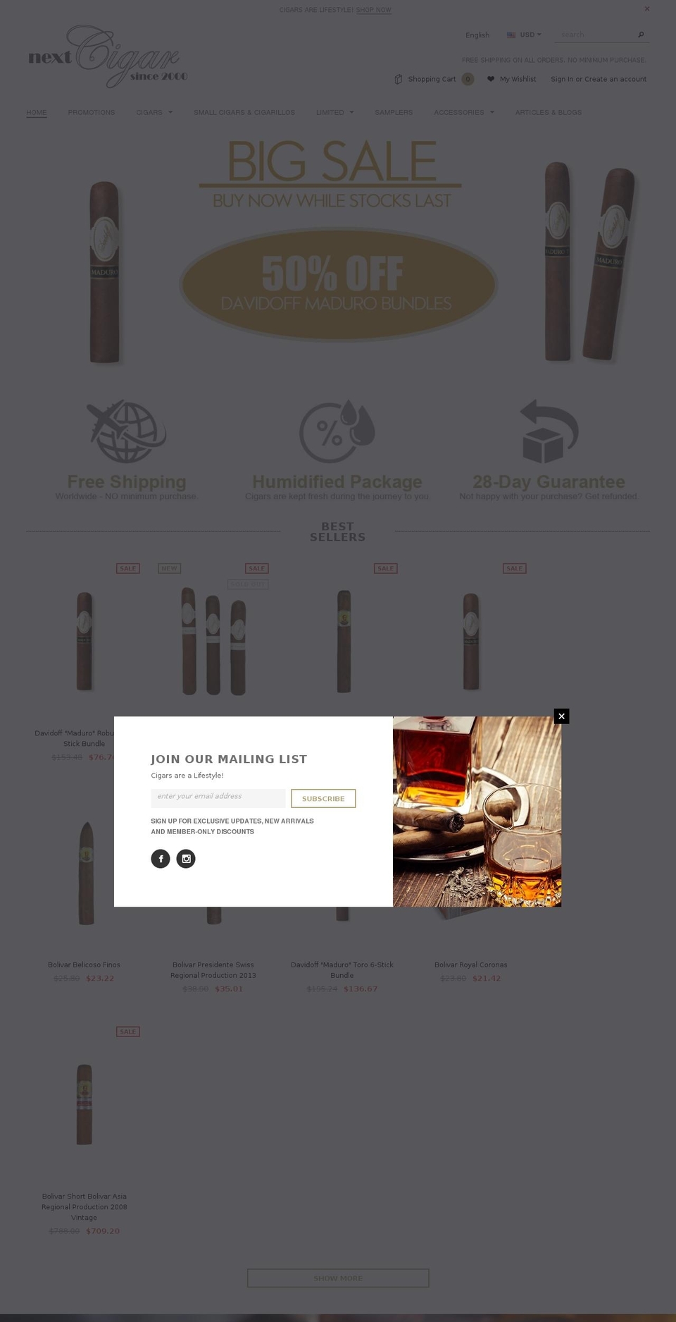 nextcigar.com shopify website screenshot
