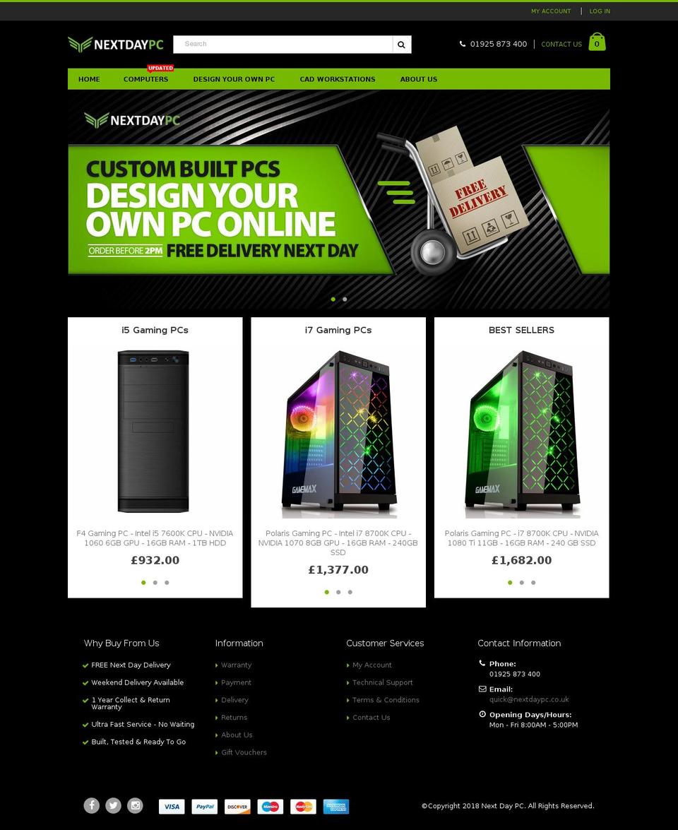 nextdaypc.co.uk shopify website screenshot