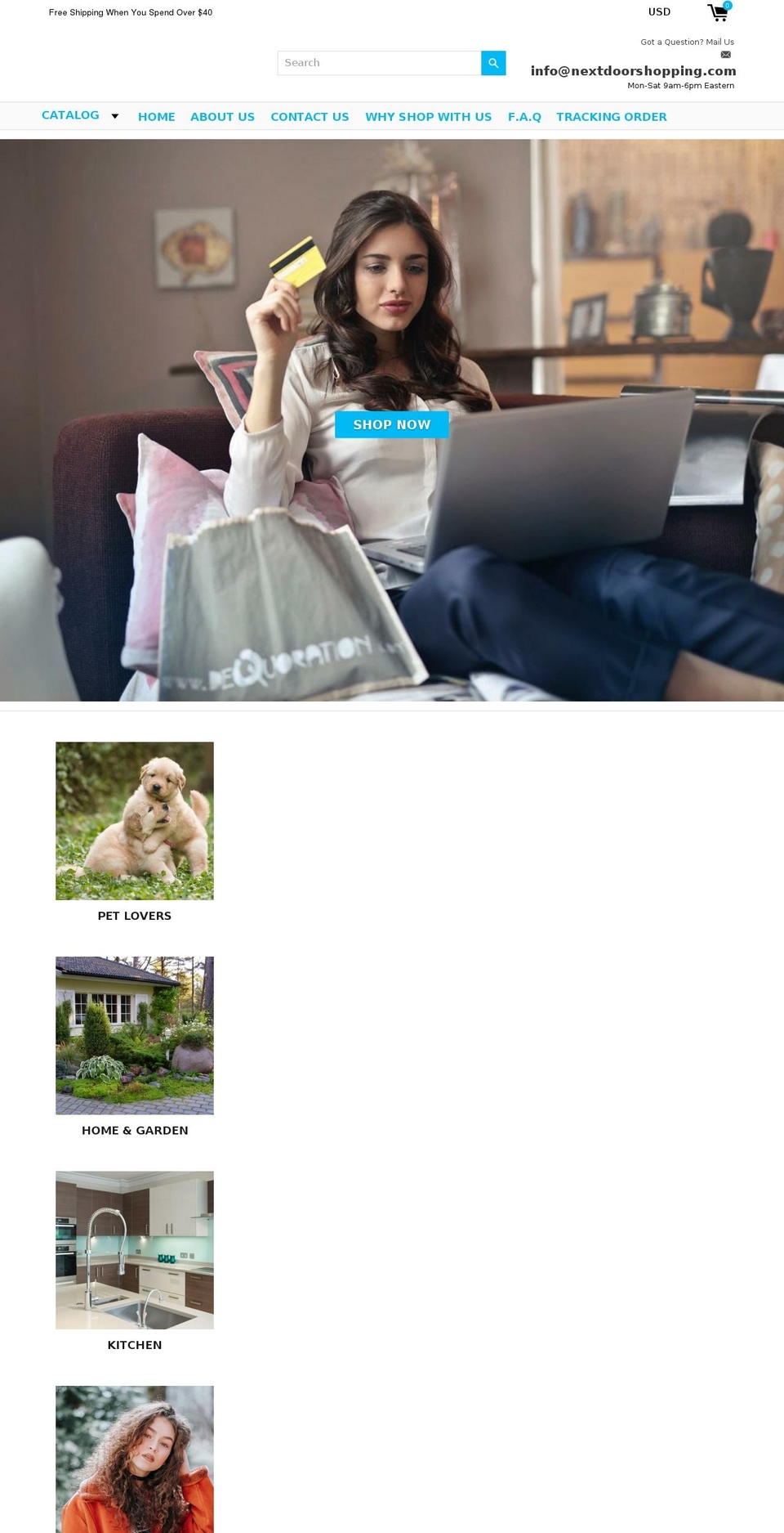 nextdoorshopping.com — Shopify storefront screenshot