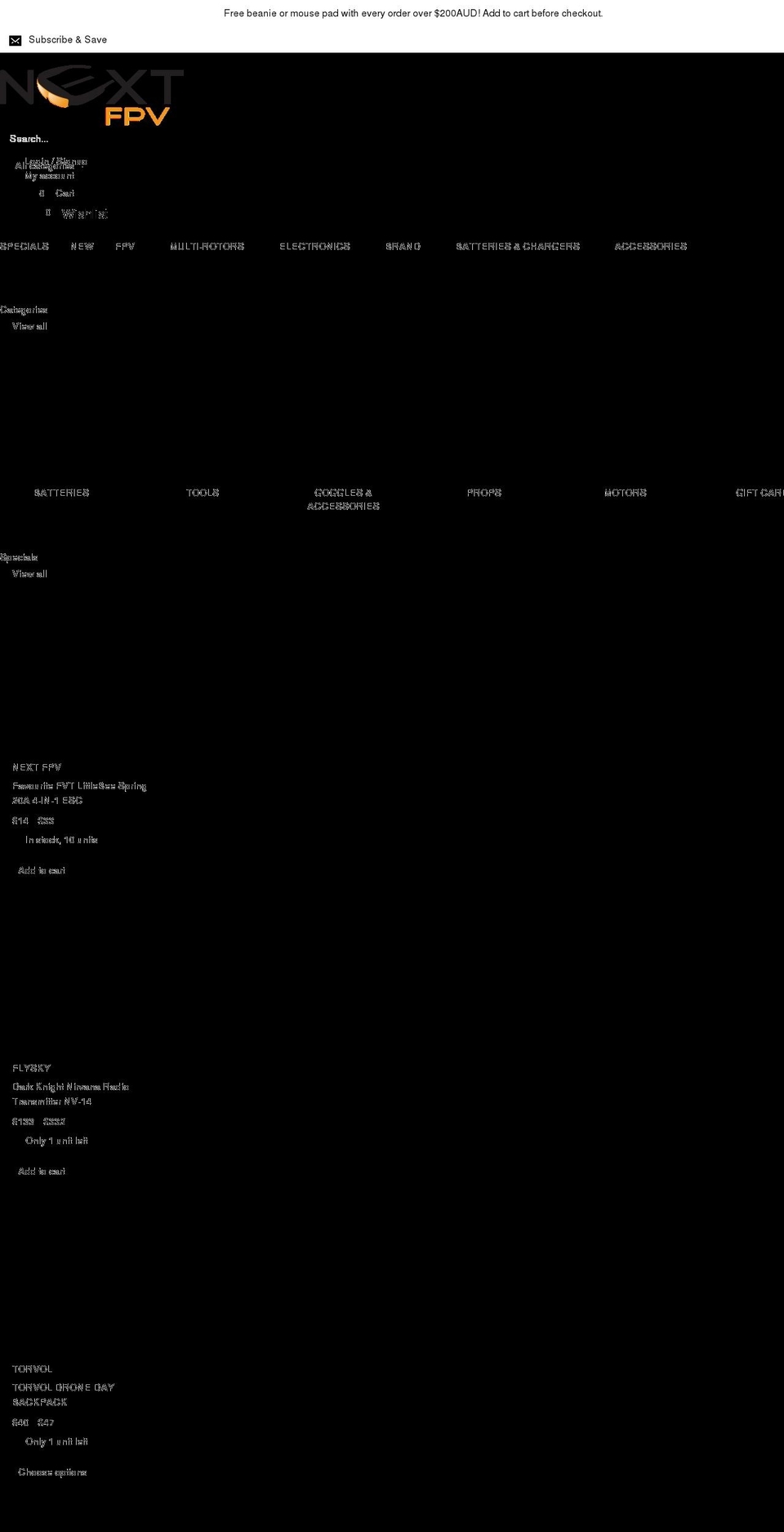 nextfpv.com shopify website screenshot