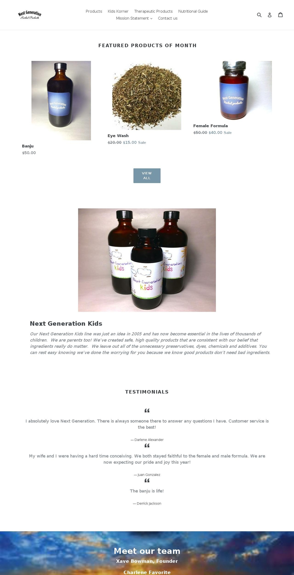 nextgenherbalproducts.com shopify website screenshot