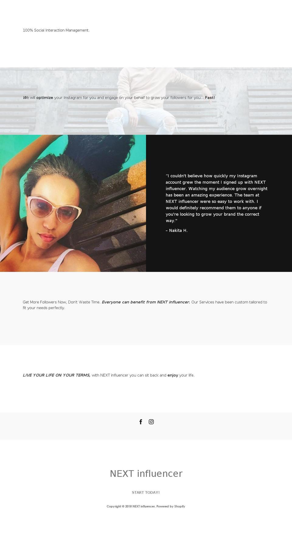 nextinfluencer.com — Shopify storefront screenshot