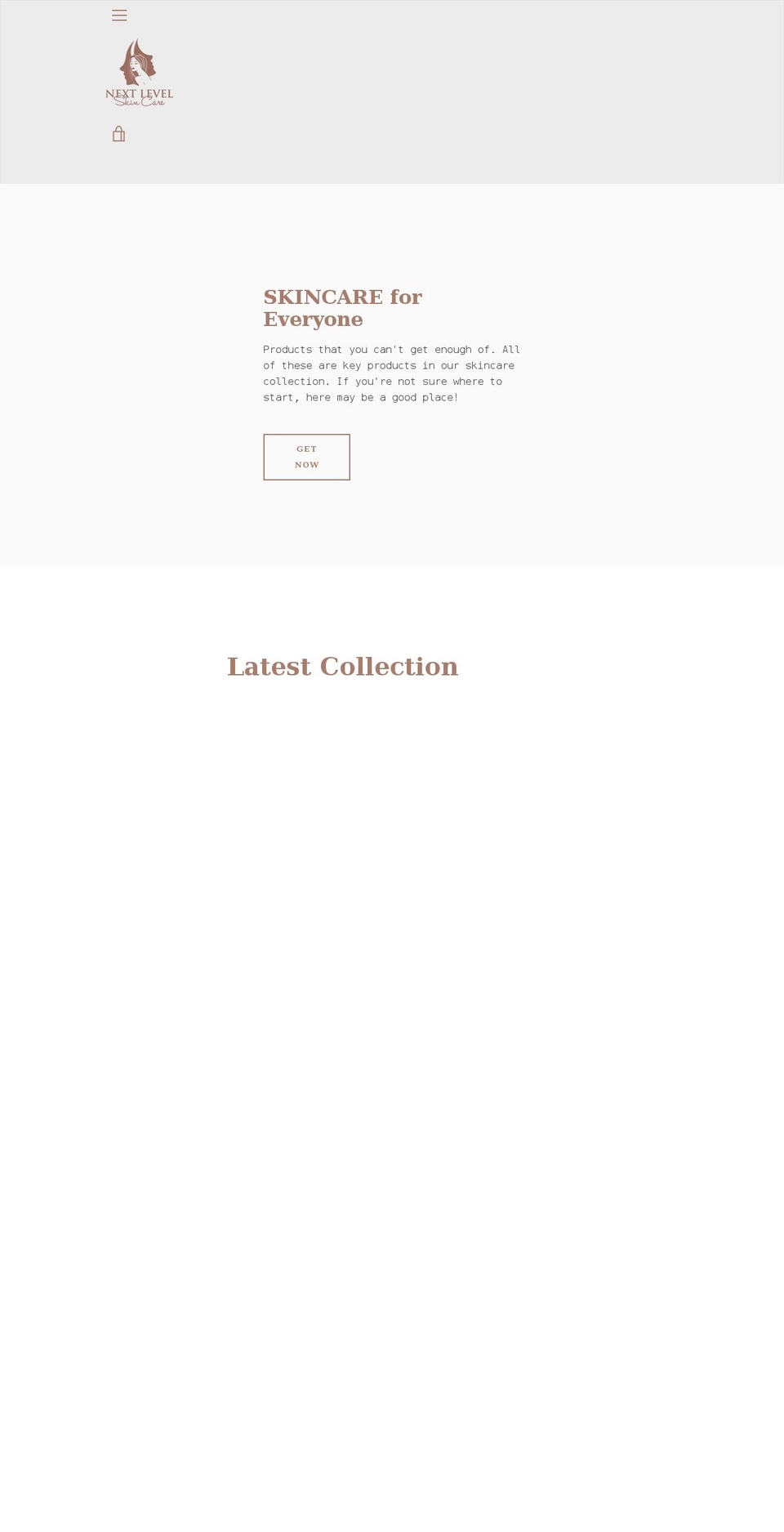 nextlevel-skincare.com shopify website screenshot