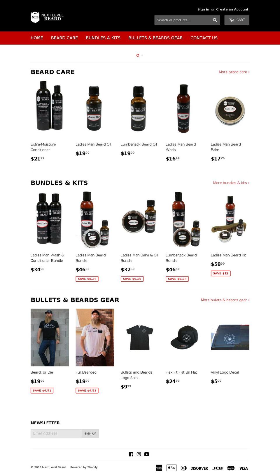 nextlevelbeard.com — Shopify storefront screenshot