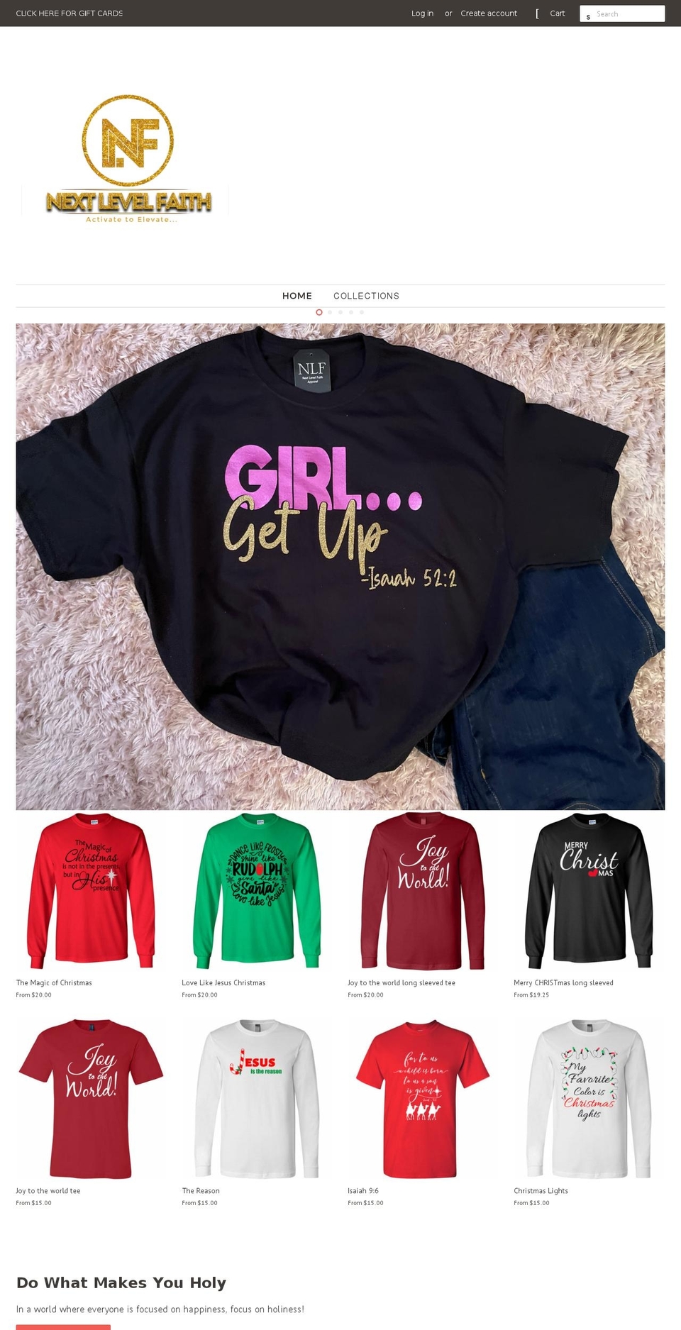 nextlevelfaithapparel.com — Shopify storefront screenshot