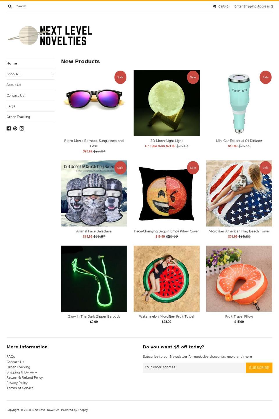 nextlevelnovelties.com — Shopify storefront screenshot