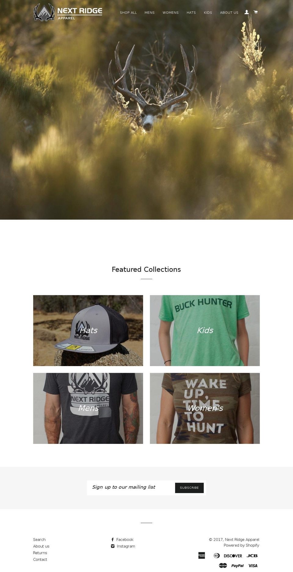 nextridgeapparel.com shopify website screenshot