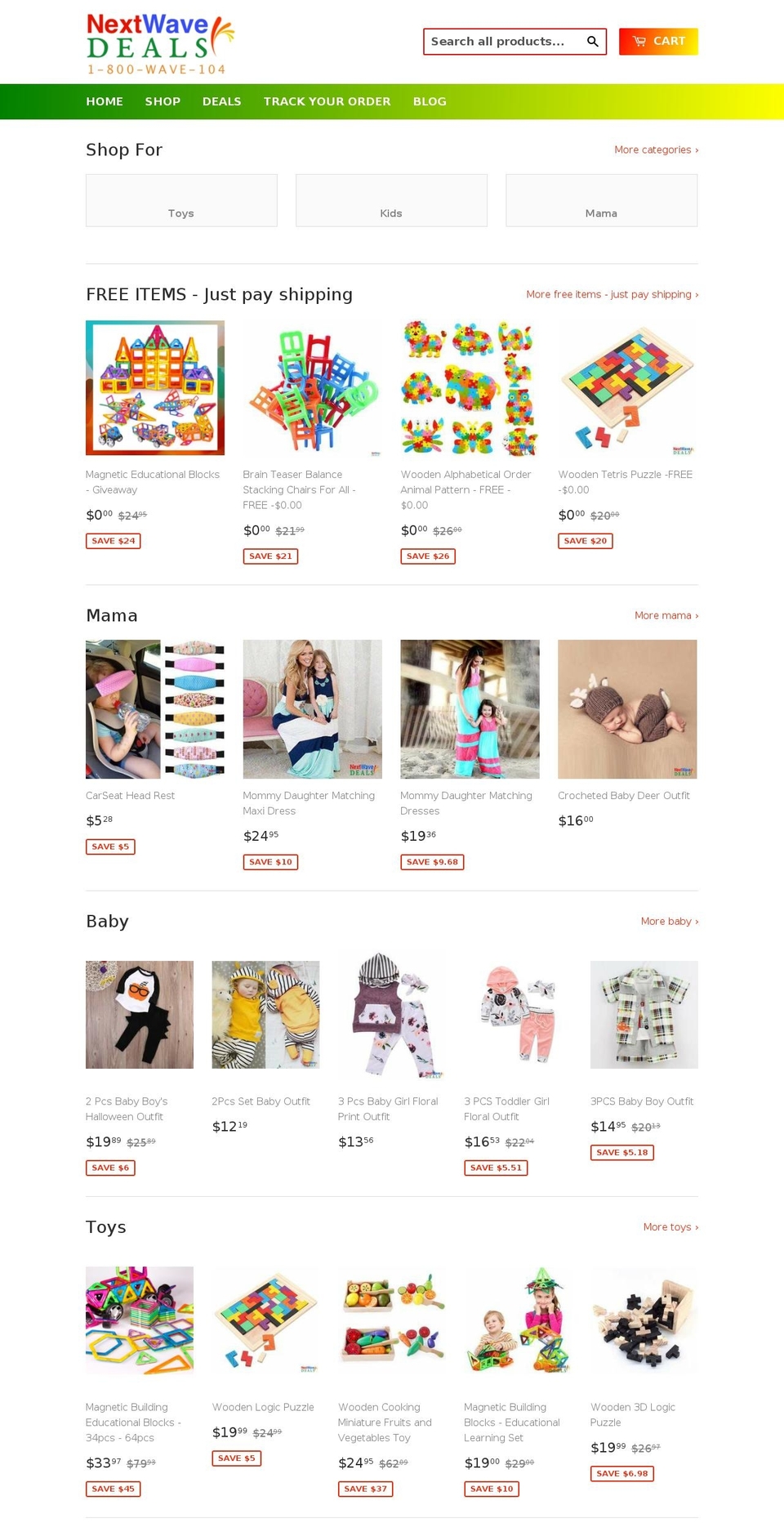 nextwavedeals.com shopify website screenshot