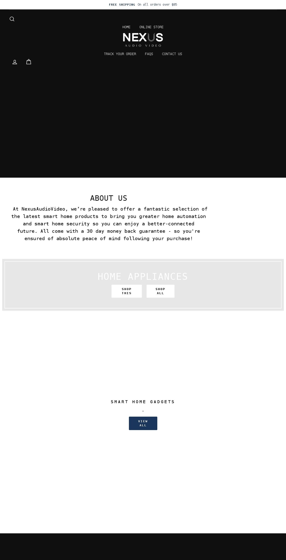 nexusaudiovideo.com shopify website screenshot