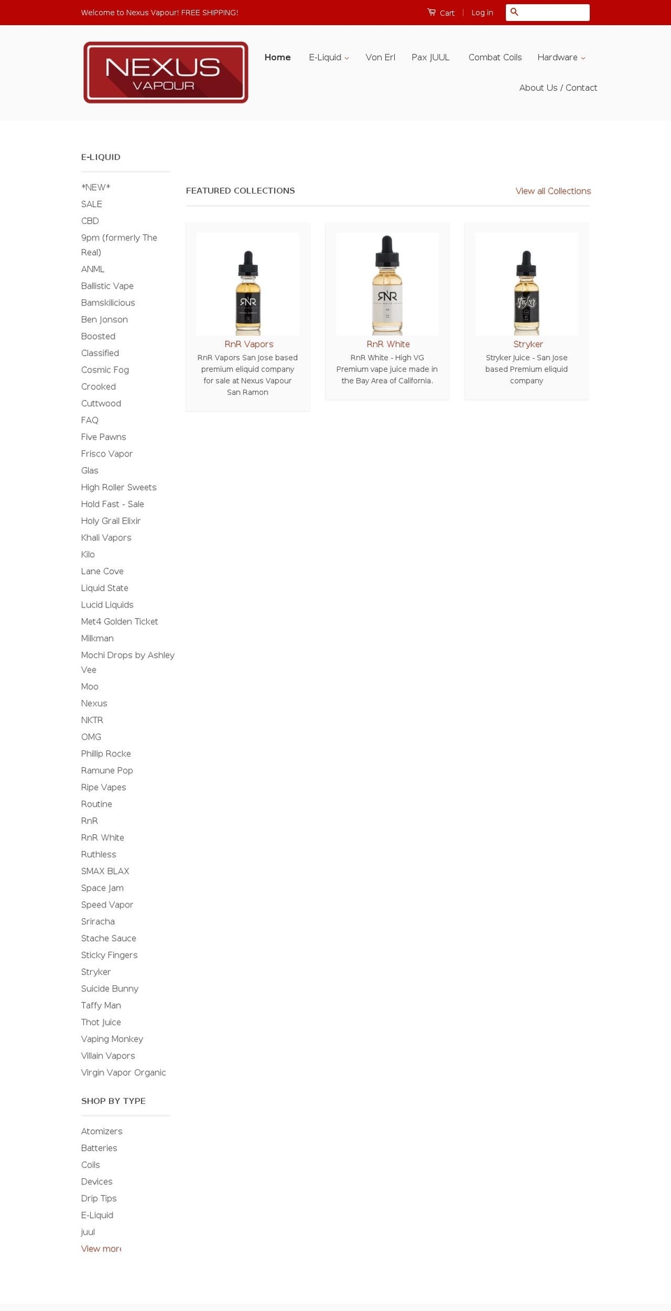 nexusvapour.com shopify website screenshot